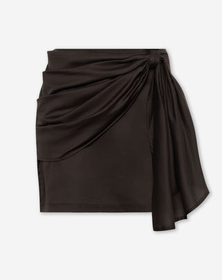 JUPE EN COTON MARRON FONCÉ