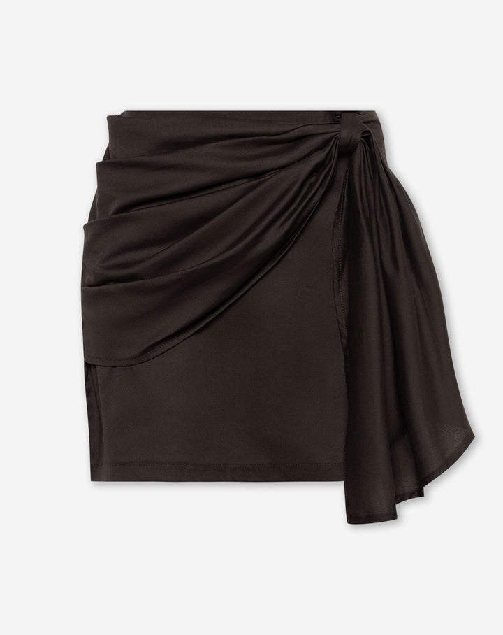 JUPE EN COTON MARRON FONCÉ