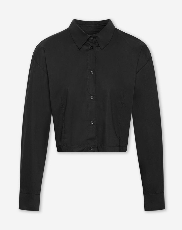 BLOUSE EN POPLINE CROPPÉE NOIRE
