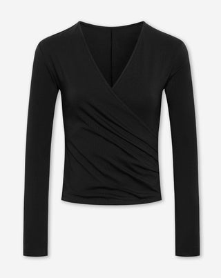 TAMAR WRAP HAUT À MANCHES LONGUES NOIR