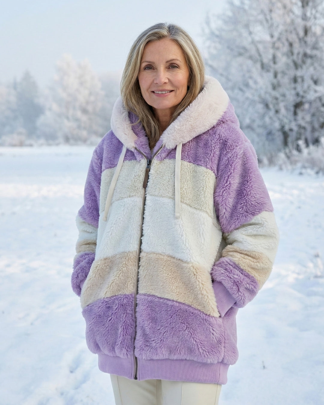 Ombretta | Manteau en Peluche Bicolore