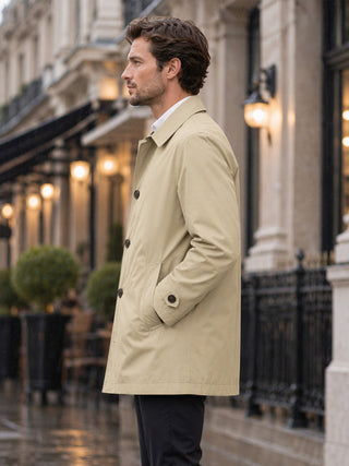 Trench-coat imperméable mi-long pour homme
