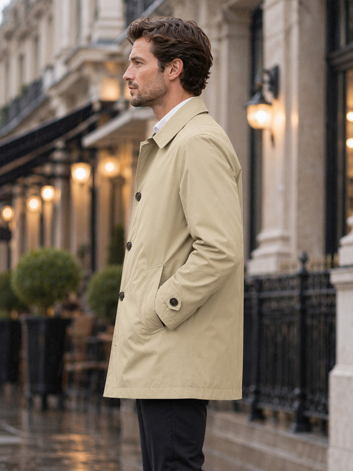 Trench-coat imperméable mi-long pour homme