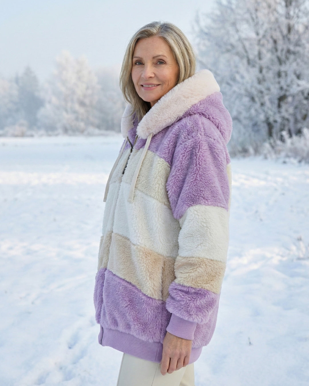 Ombretta | Manteau en Peluche Bicolore