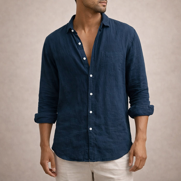 BRYNOUVELLE | Chemise en Lin à Col Ouvert pour Homme