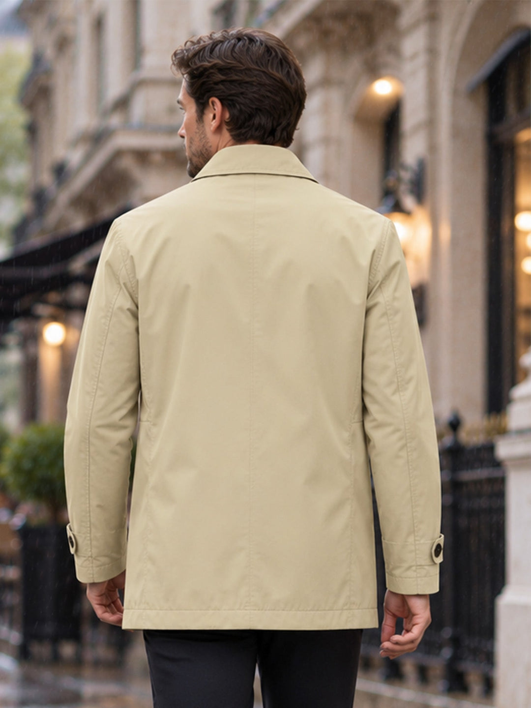 Trench-coat imperméable mi-long pour homme