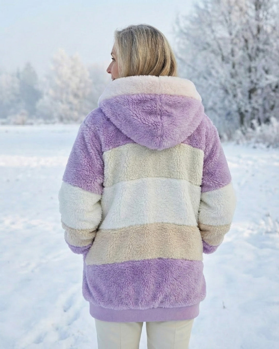 Ombretta | Manteau en Peluche Bicolore