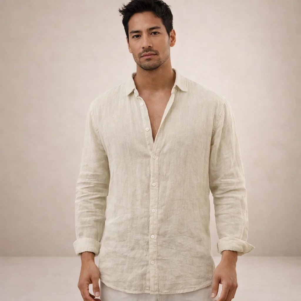 BRYNOUVELLE | Chemise en Lin à Col Ouvert pour Homme