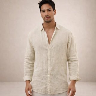 BRYNOUVELLE | Chemise en Lin à Col Ouvert pour Homme