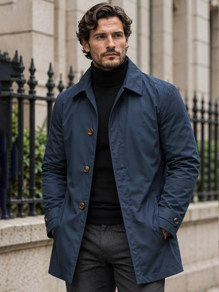 Trench-coat imperméable mi-long pour homme