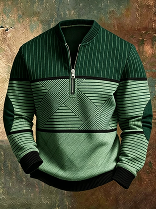 BRYNOUVELLE | PULL GÉOMÉTRIQUE À DEMI-FERMETURE ÉCLAIR POUR HOMMES