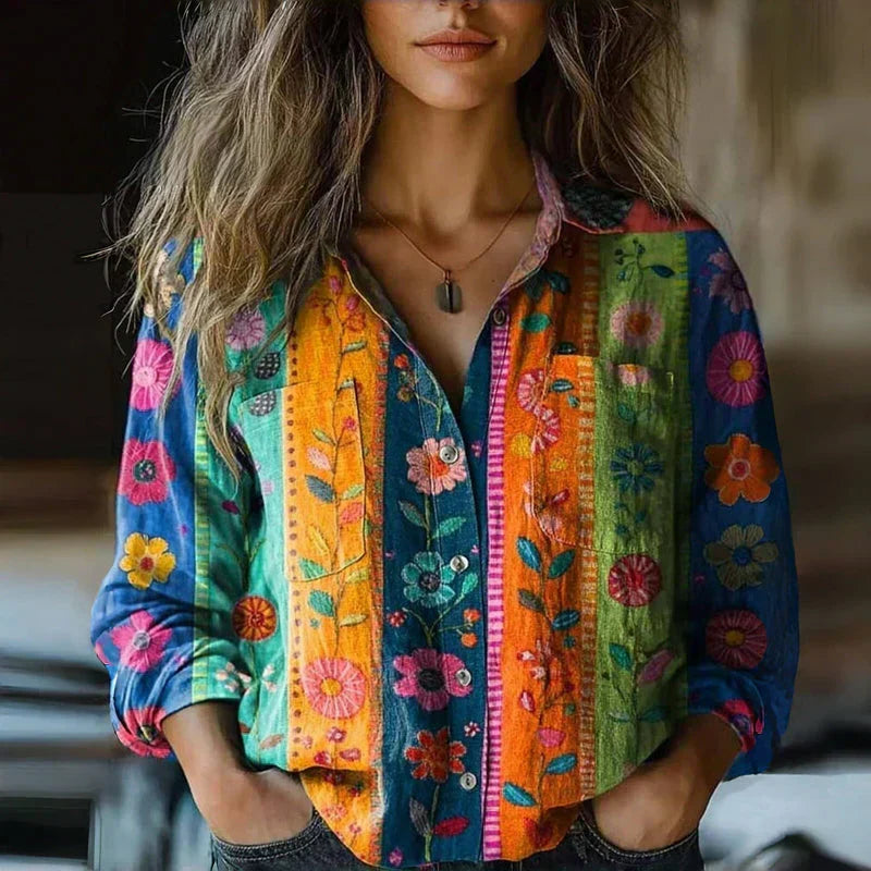 BRYNOUVELLE | Blouse à Imprimé Floral Rétro Nanna