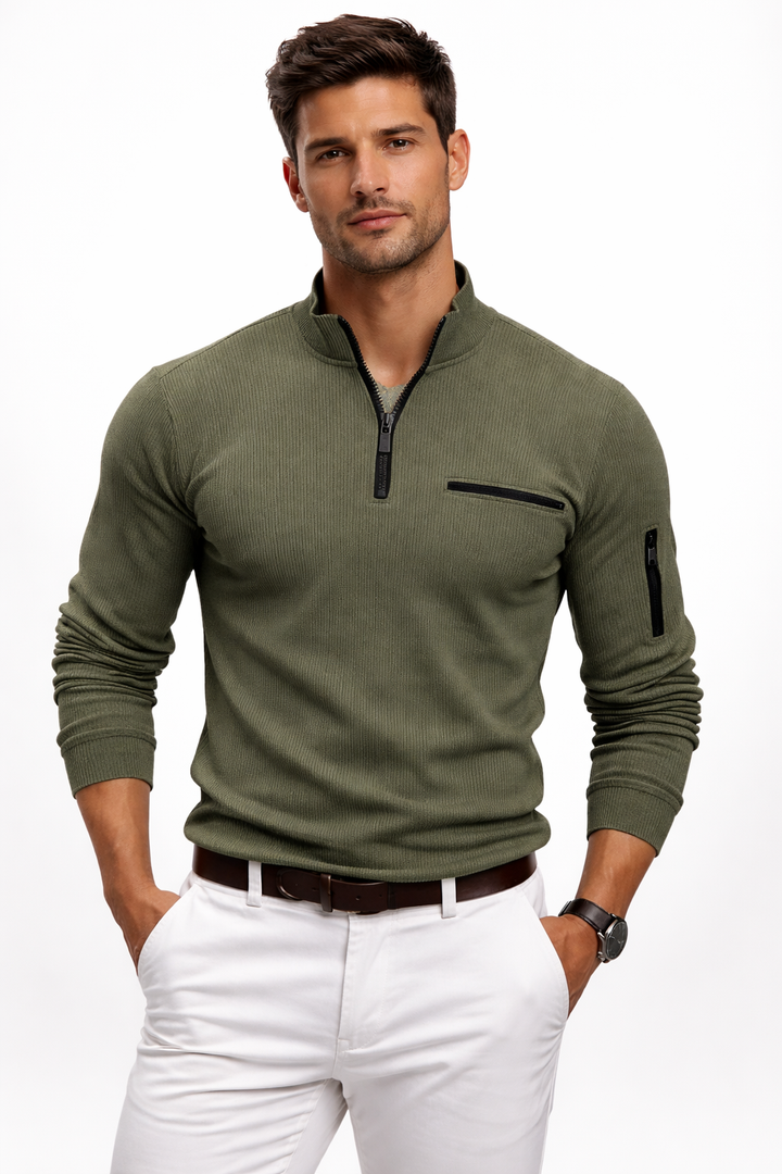 Victor | Polo zippé élégant à manches longues