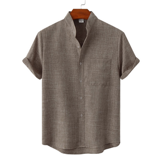 BRYNOUVELLE | CHEMISE EN COTON UNIE AVEC BOUTONS