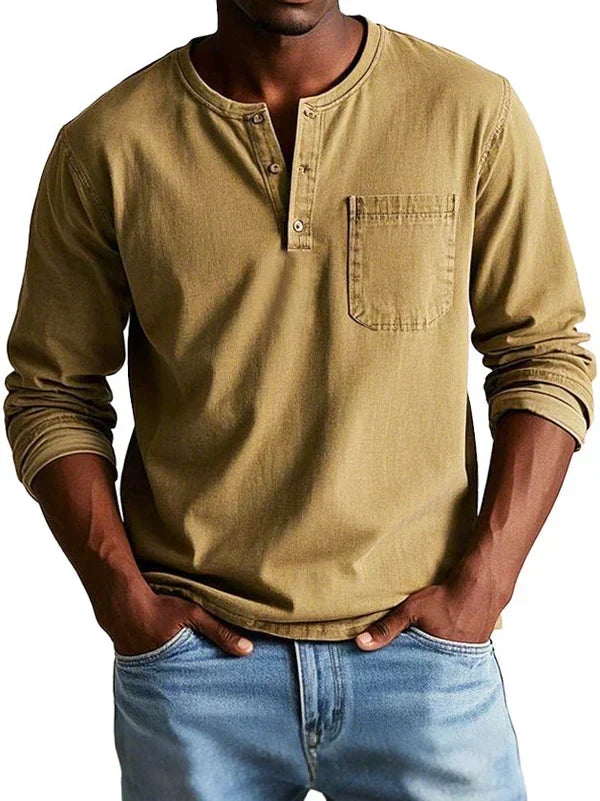 BRYNOUVELLE | Chemise Henley à Manches Longues pour Hommes