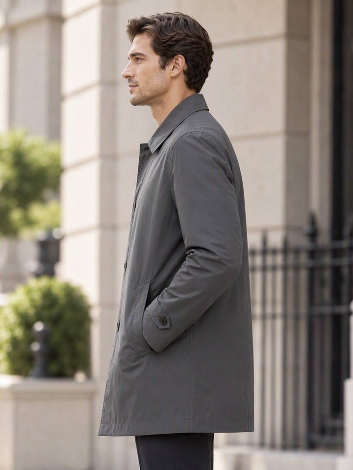 Trench-coat imperméable mi-long pour homme