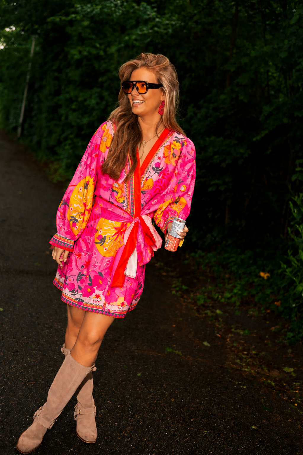 Robe enveloppante Sunny Hot Pink