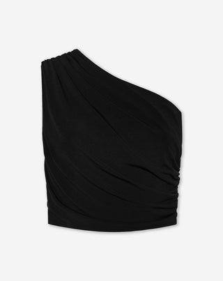 TOP SANS MANCHES RUFFLE NOIR