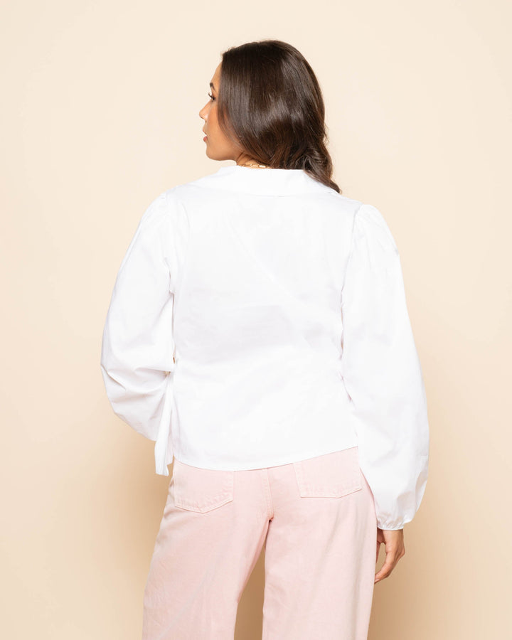 BLOUSE À BOUCLE EN POPLINE BLANCHE