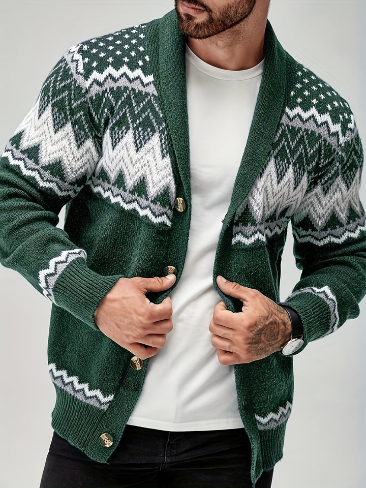 BRYNOUVELLE | Veste en Maille Géométrique Masculine