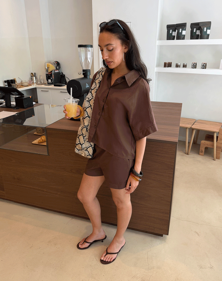 BLOUSE COTON ROSE BRUN