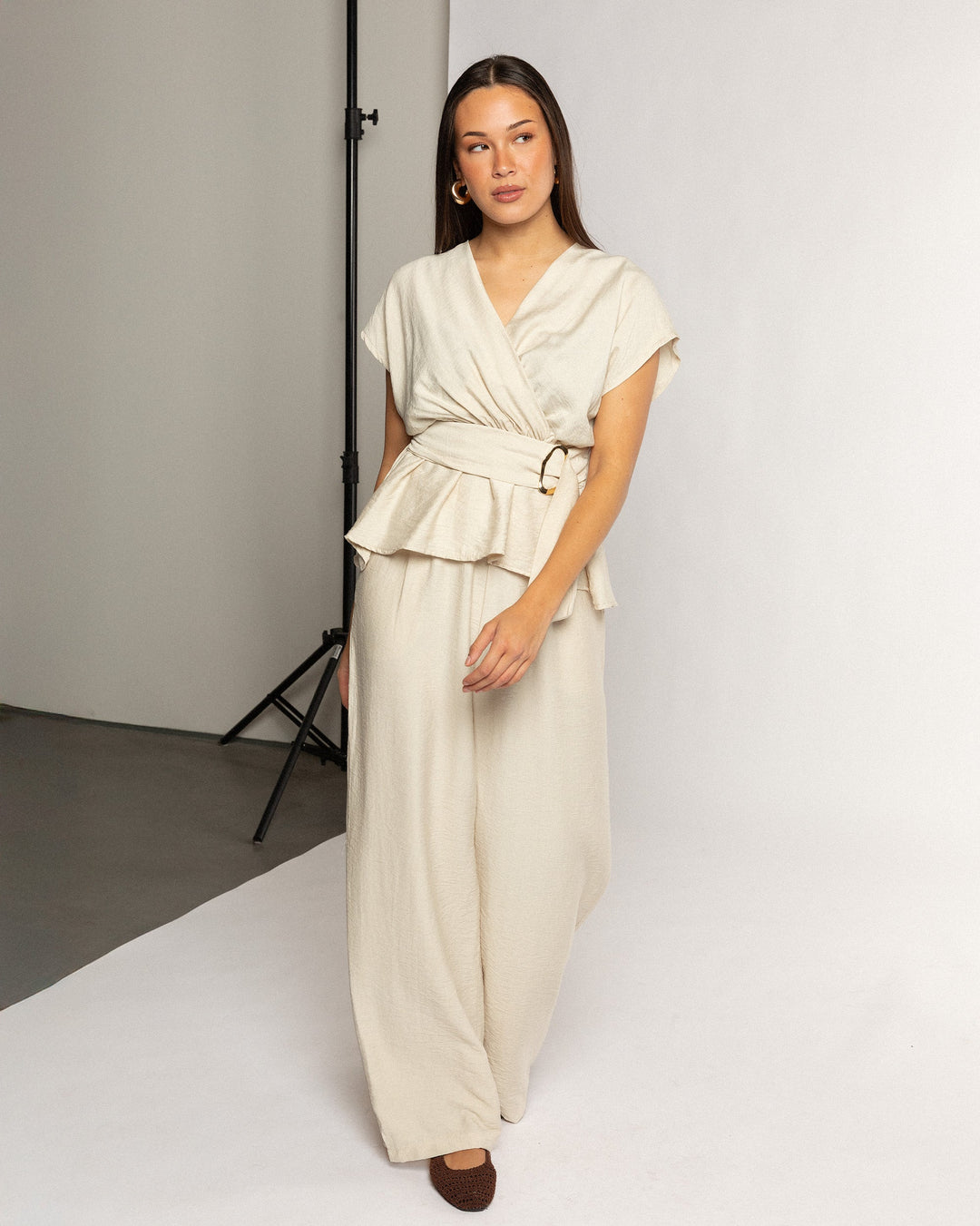 TOP EN VISCOSE AVEC BOUCLE BEIGE ZAYA