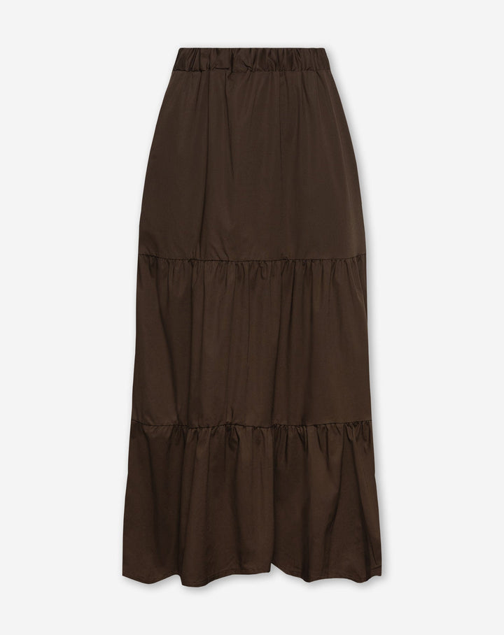 JUPE MAXI EN COTON BRUN