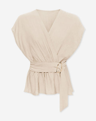 TOP EN VISCOSE AVEC BOUCLE BEIGE ZAYA
