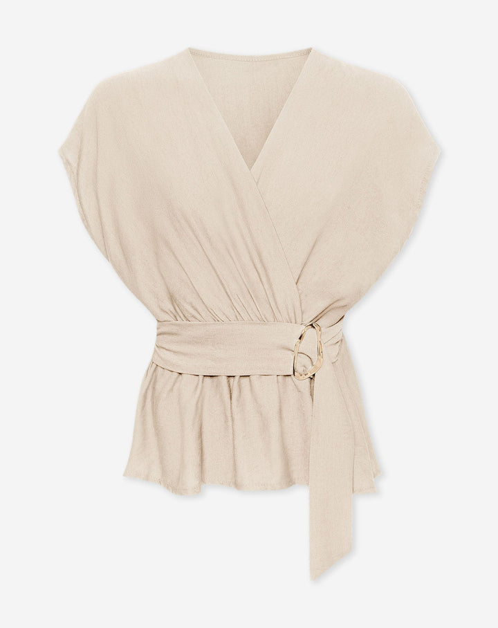 TOP EN VISCOSE AVEC BOUCLE BEIGE ZAYA