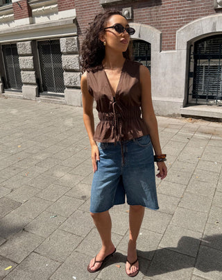 TOP EN COTON VERAH BRUN