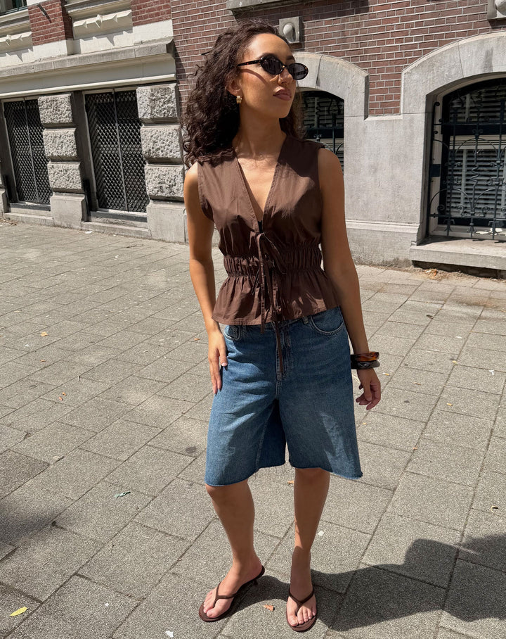 TOP EN COTON VERAH BRUN