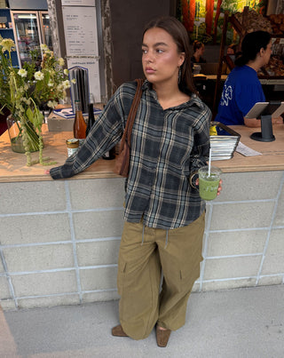 CHEMISE À CARREAUX OVERSIZE EN TISSU SOUPLE