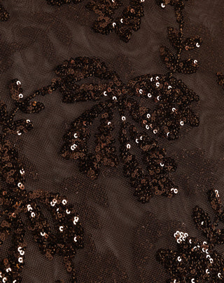 TOP EN LACETS À FEUILLES BRUN