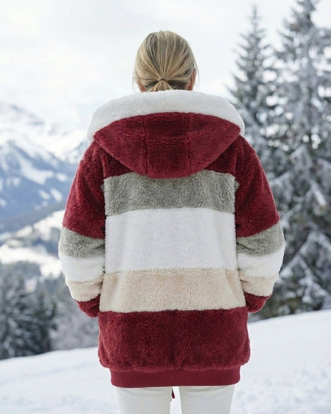 Ombretta | Manteau en Peluche Bicolore