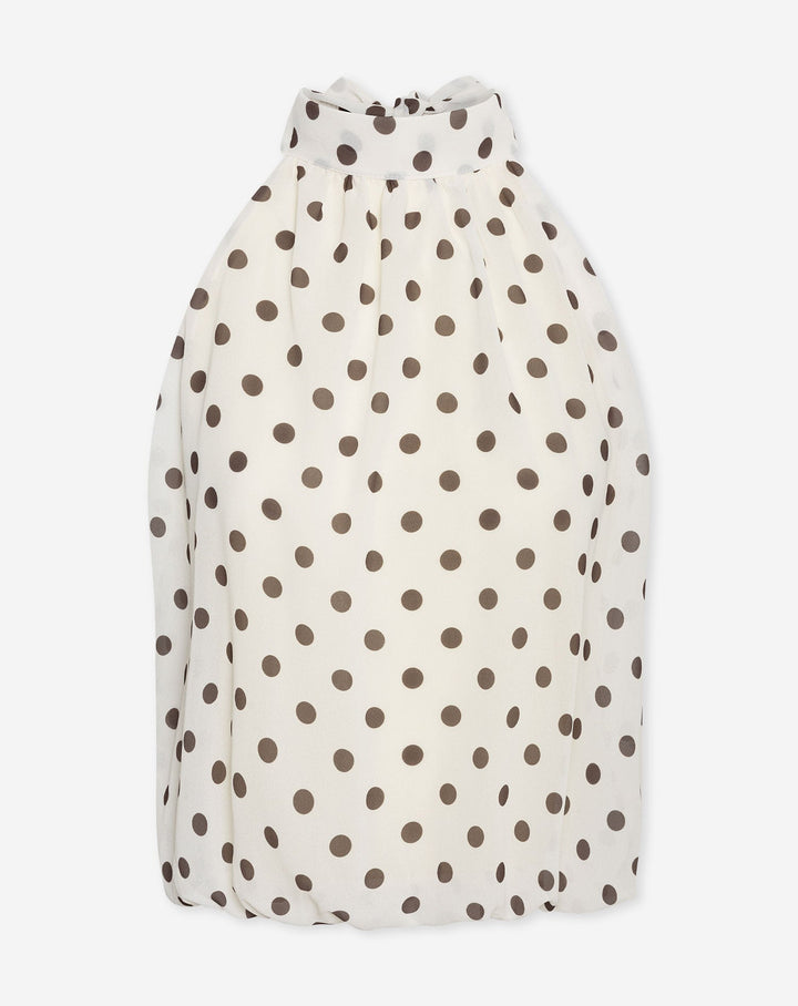 TOP HALTER EN CHIFFON À POIS