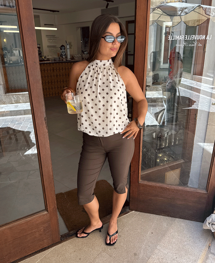 TOP HALTER EN CHIFFON À POIS