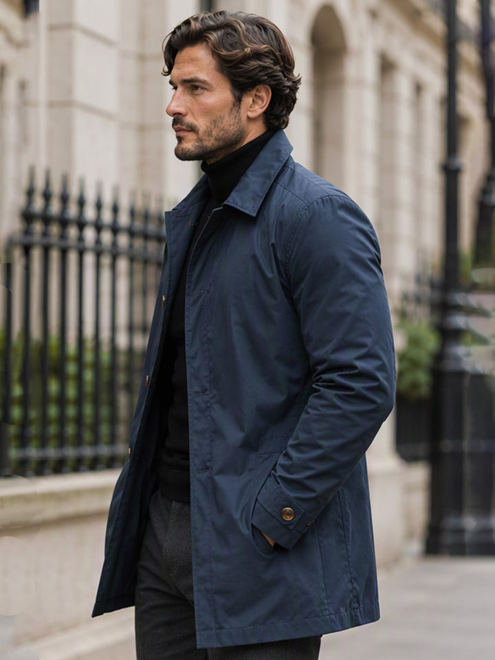 Trench-coat imperméable mi-long pour homme