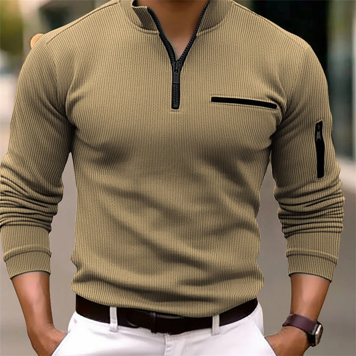 Victor | Polo zippé élégant à manches longues