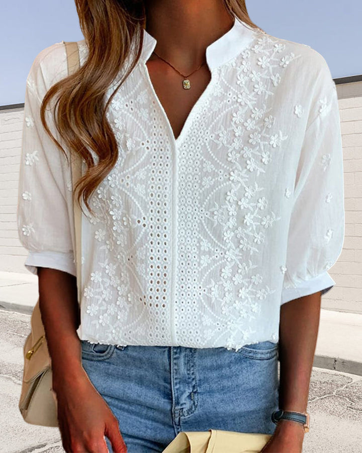 BRYNOUVELLE | Blouse Blanche Élégante avec Manches Bouffantes Ella