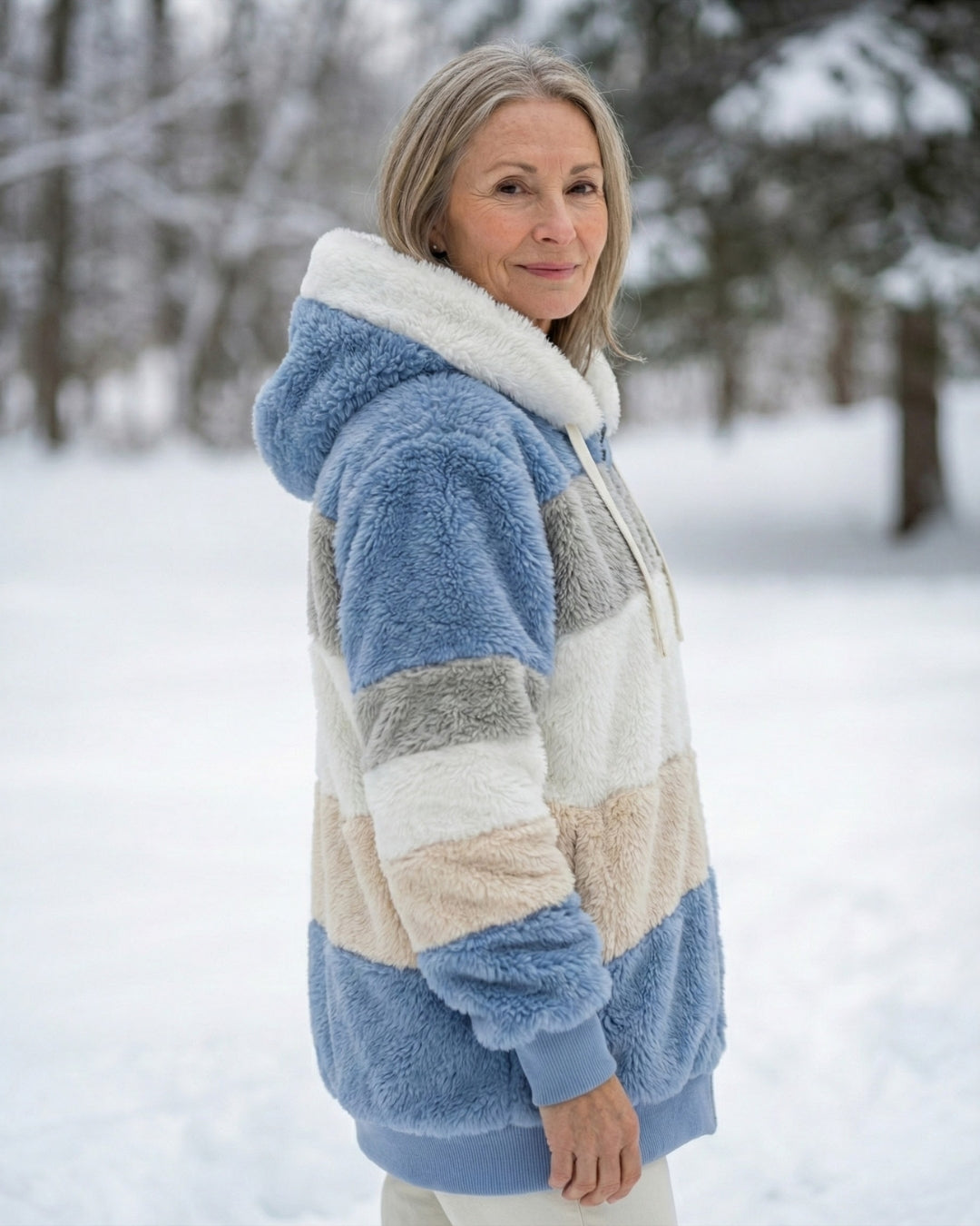 Ombretta | Manteau en Peluche Bicolore