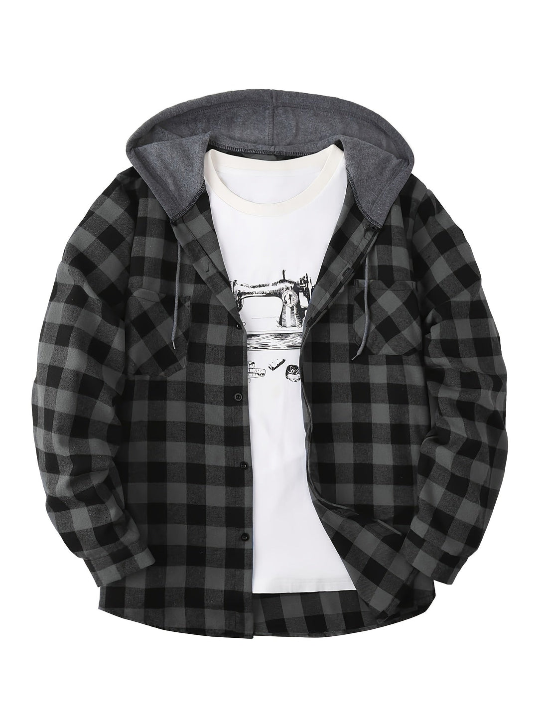BRYNOUVELLE | VESTE À CAPUCHE À CARREAUX POUR HOMMES