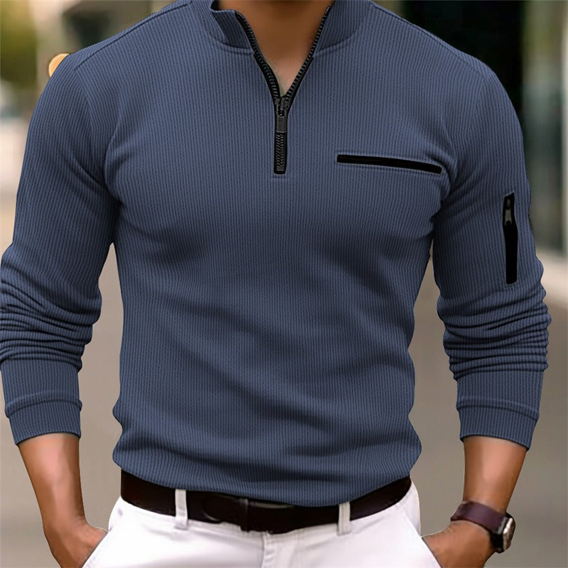 Victor | Polo zippé élégant à manches longues