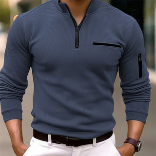 Victor | Polo zippé élégant à manches longues
