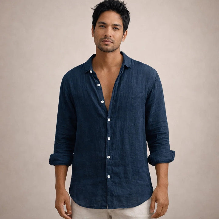 BRYNOUVELLE | Chemise en Lin à Col Ouvert pour Homme