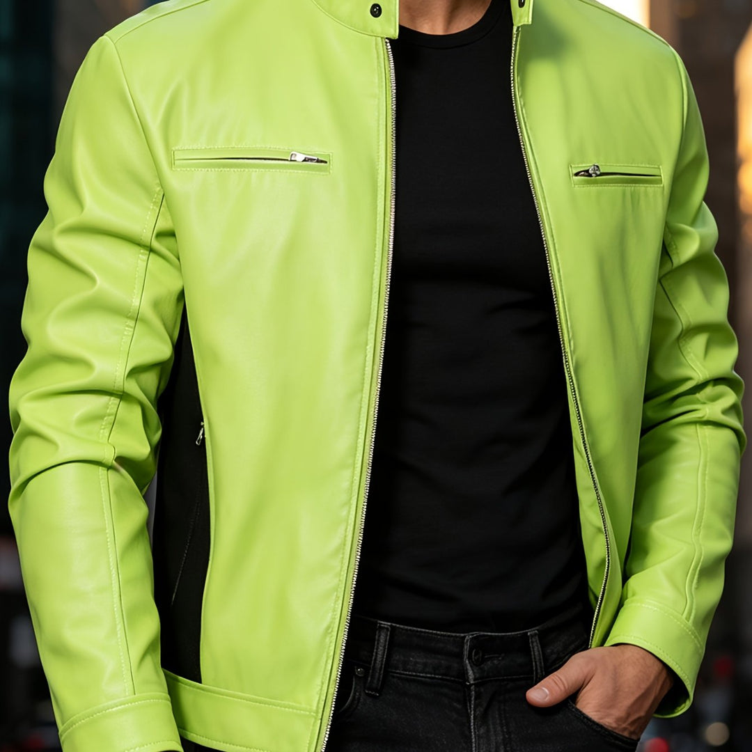 BRYNOUVELLE | VESTE EN PU À FERMETURE ÉCLAIR POUR HOMMES