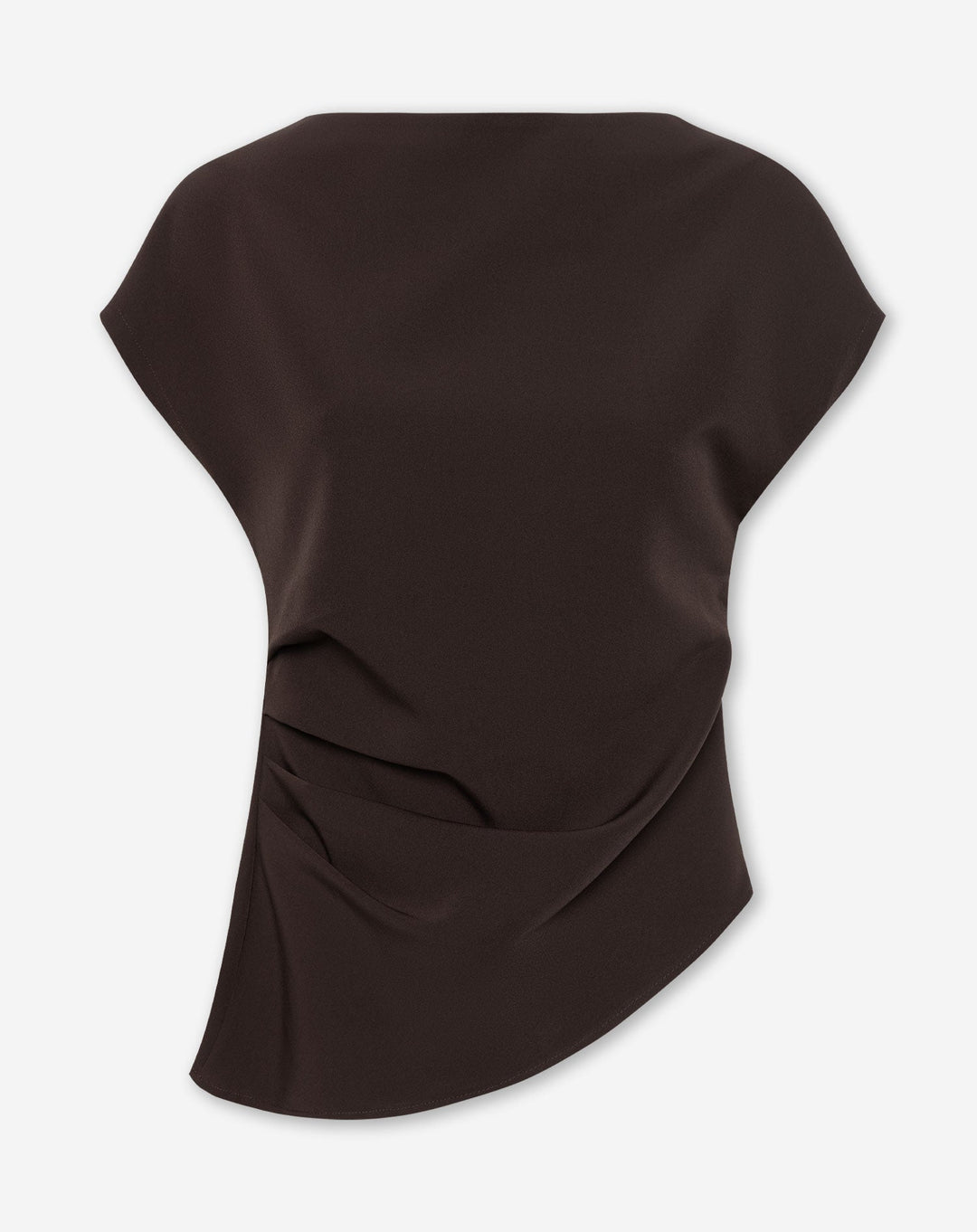 TOP RUCHÉ ASYMÉTRIQUE BRUN