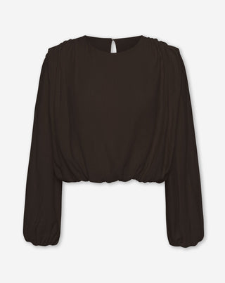 TOP À MANCHES LONGUES VIVI STRUCTURE MARRON FONCÉ