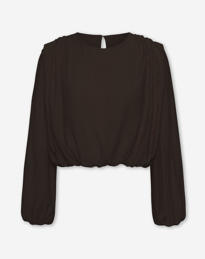 TOP À MANCHES LONGUES VIVI STRUCTURE MARRON FONCÉ