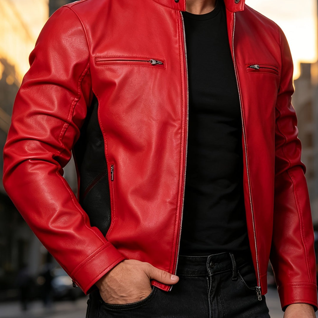 BRYNOUVELLE | VESTE EN PU À FERMETURE ÉCLAIR POUR HOMMES