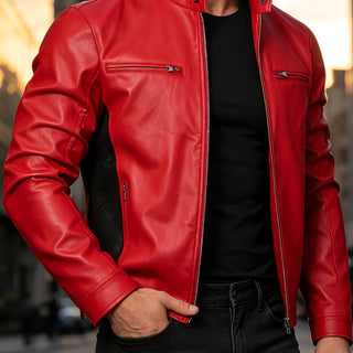 BRYNOUVELLE | VESTE EN PU À FERMETURE ÉCLAIR POUR HOMMES